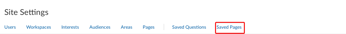 Site Settings navigation with Saved Pages highlighted.