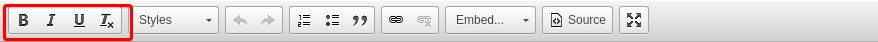 Text editor toolbar with bold, italic and underline buttons highlighted.