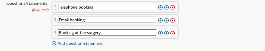 Edit questions/statements for a matrix question.