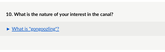 Survey question with a fact bank - What is 'gongoozling'?
