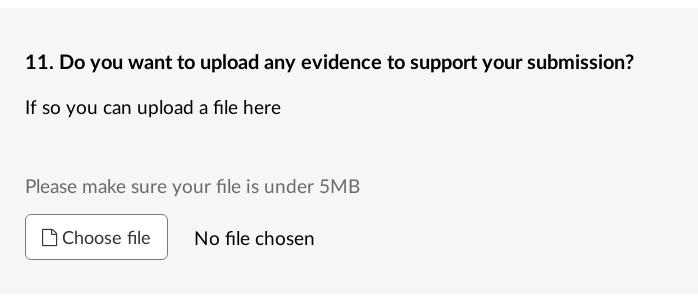 File upload question example.