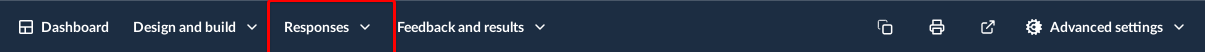 Activity navigation bar with Responses menu item highlighted.