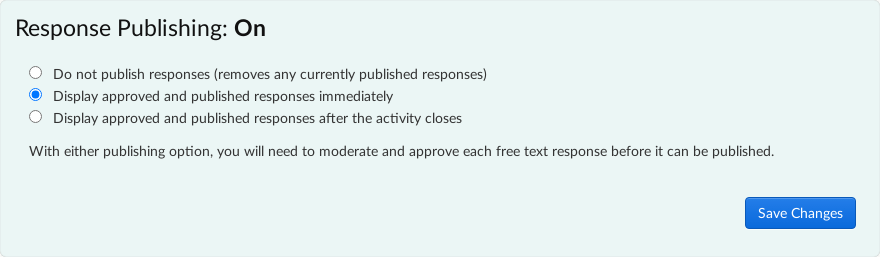 Response publishing settings - on-off control.